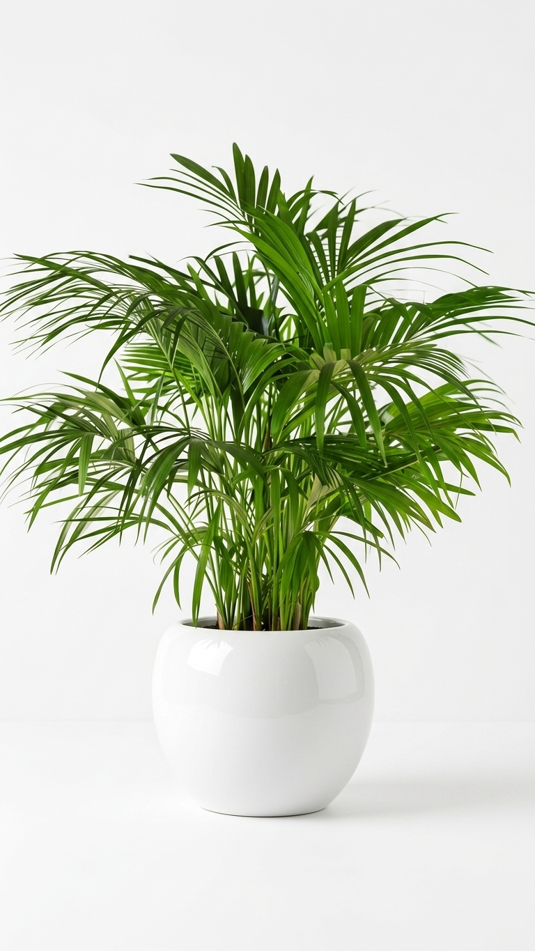Potted plant with green leaves on a white background